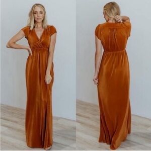 Baltic Born Athena Pleated Maxi Dress in Saffron Rust Sz M